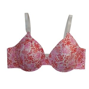 NWOT Isaac Mizrahi New York Underwire Floral T-Shirt Bra 42DD Pink Red